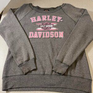 Ladies Harley Davidson Grey/Pink/White Sweatshirt ~ Super CUTE!!!!